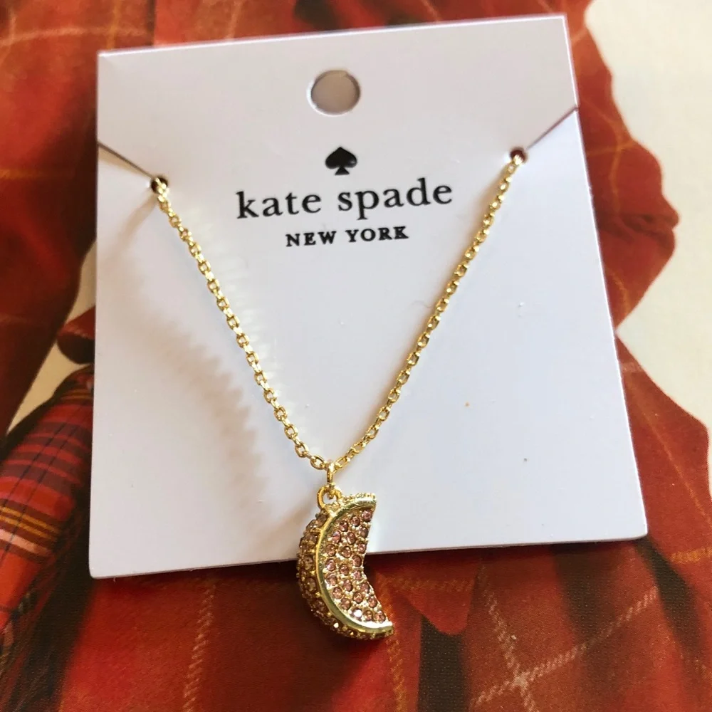 Authentic New on card. kate spade Gold-tone Necklace with Crystal grapefruit